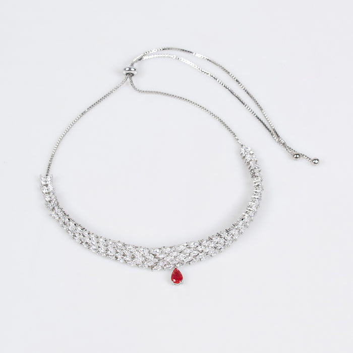 Women's Zircon Pendant Necklace – Elegant Heart & Teardrop Chain with Sparkling Crystal Design & Fashion Jewelry Style